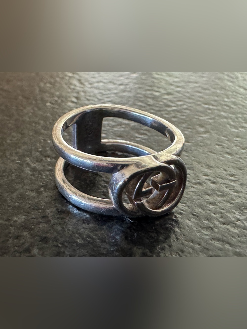 GUCCI Interlocking G Open Band Ring AG925 Sterling Silver Gucci Size 13/US 6-6.5 - Picture 5 of 7